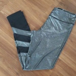 Silver Metallic Activewear Leggings